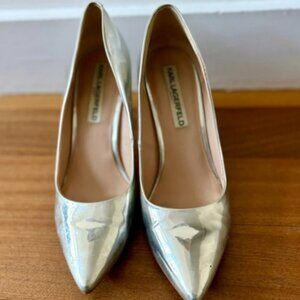 Silver shiny pumps Karl Lagerfeld
